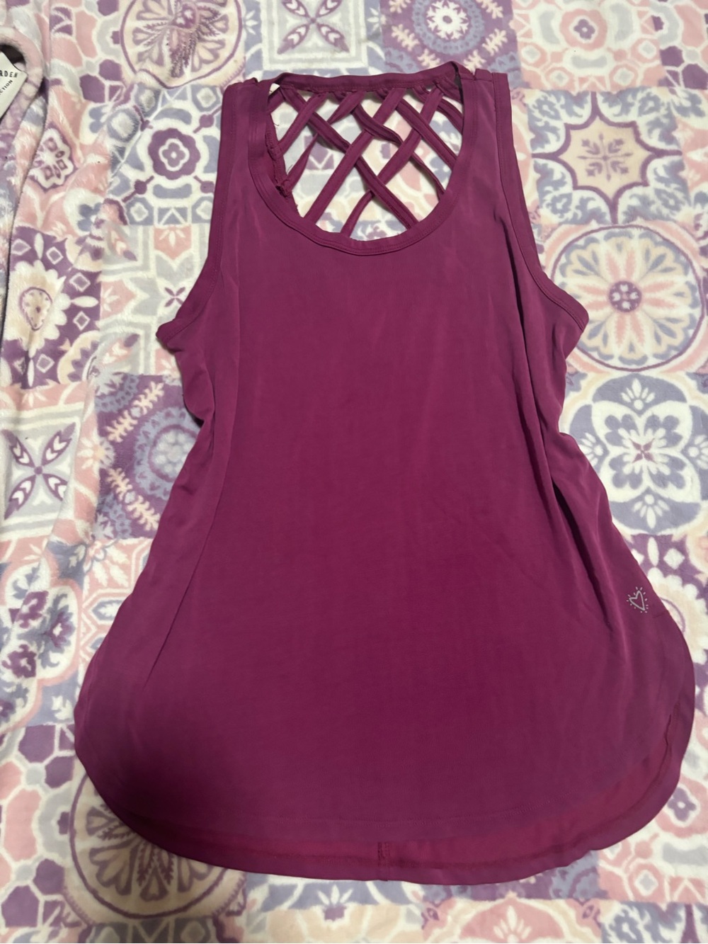 Betsey Johnson Deep Plum Lattice-Back Tank